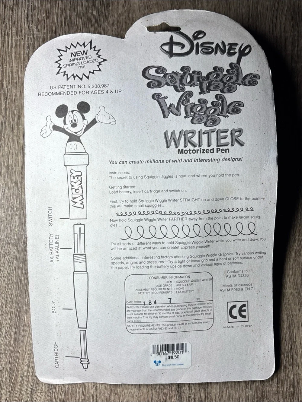 Rare Vintage NOS Disney's GOOFY Squiggle Wiggle Writer Motorized Pen Art Toy